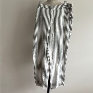 Candace Cameron Bure Pants Womens Size 18W  White Striped Coastal Beach Linen